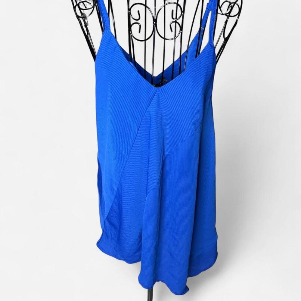 Doe & Rae Royal Blue Ribbed V-Neck Tiered Cami Tank Top S